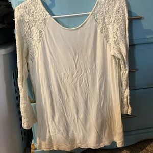 White Juicy Couture Top with Lace 3/4 Sleeves